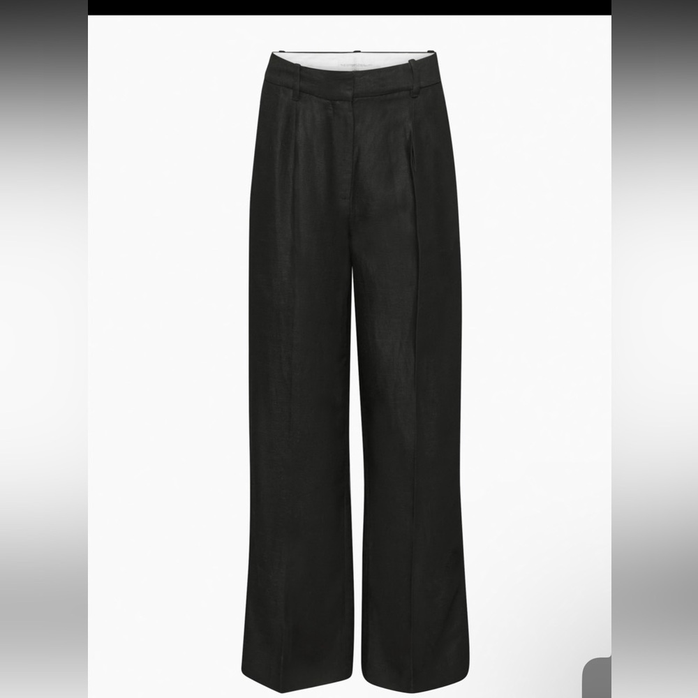 NWT Aritzia Wilfred Linen Effortless Pant Black Size 8 - Picture 5 of 6